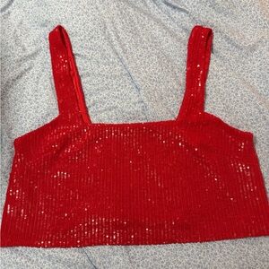 Show Me Your MuMu Red Sequin Crop Top